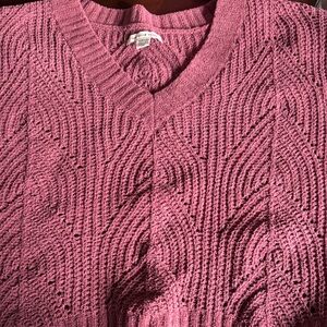 American Eagle Outfitters Textured Pink V-Neck Sweater